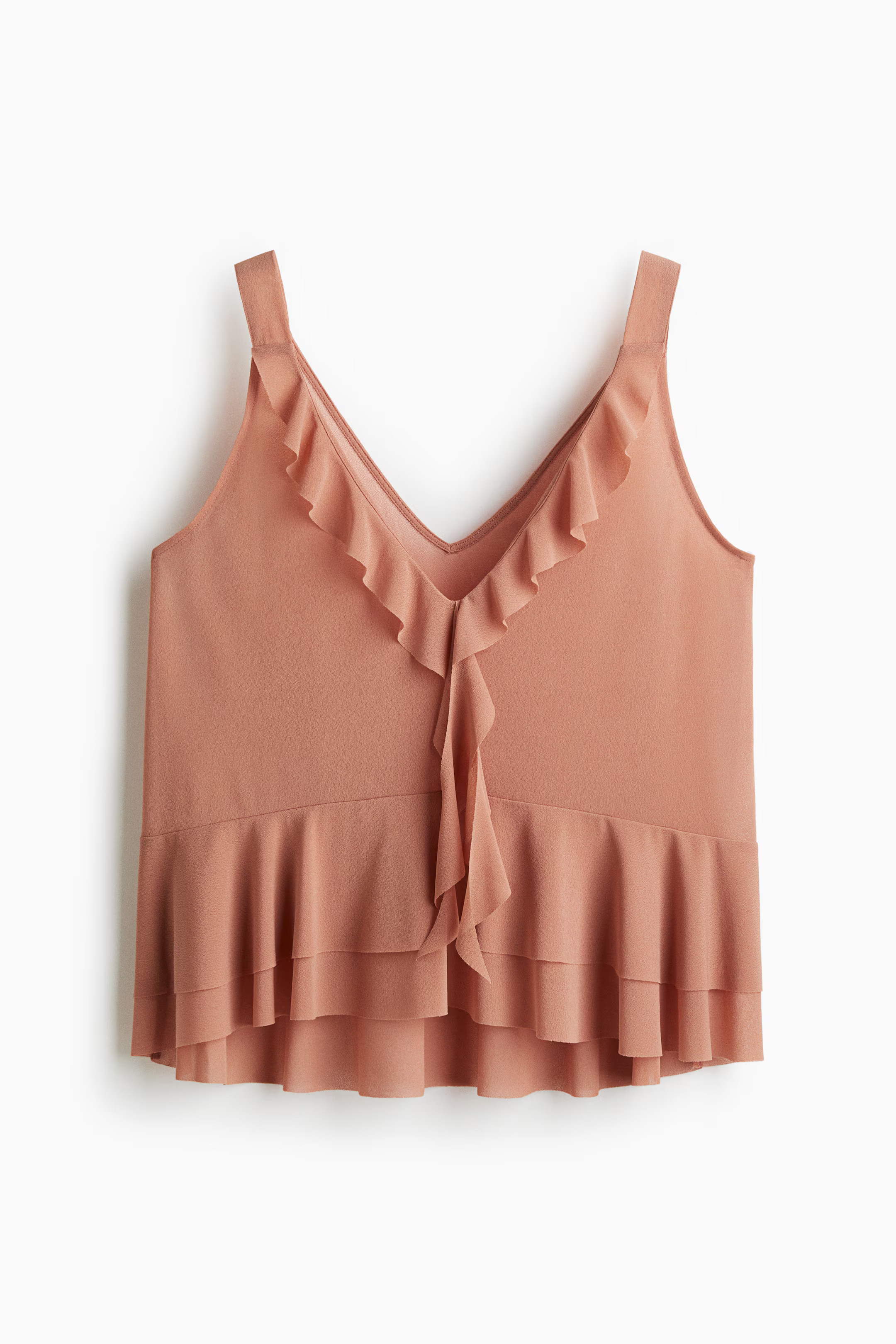 Flounced Sleeveless Top - Dusty orange - Ladies | H&M US | H&M (US + CA)