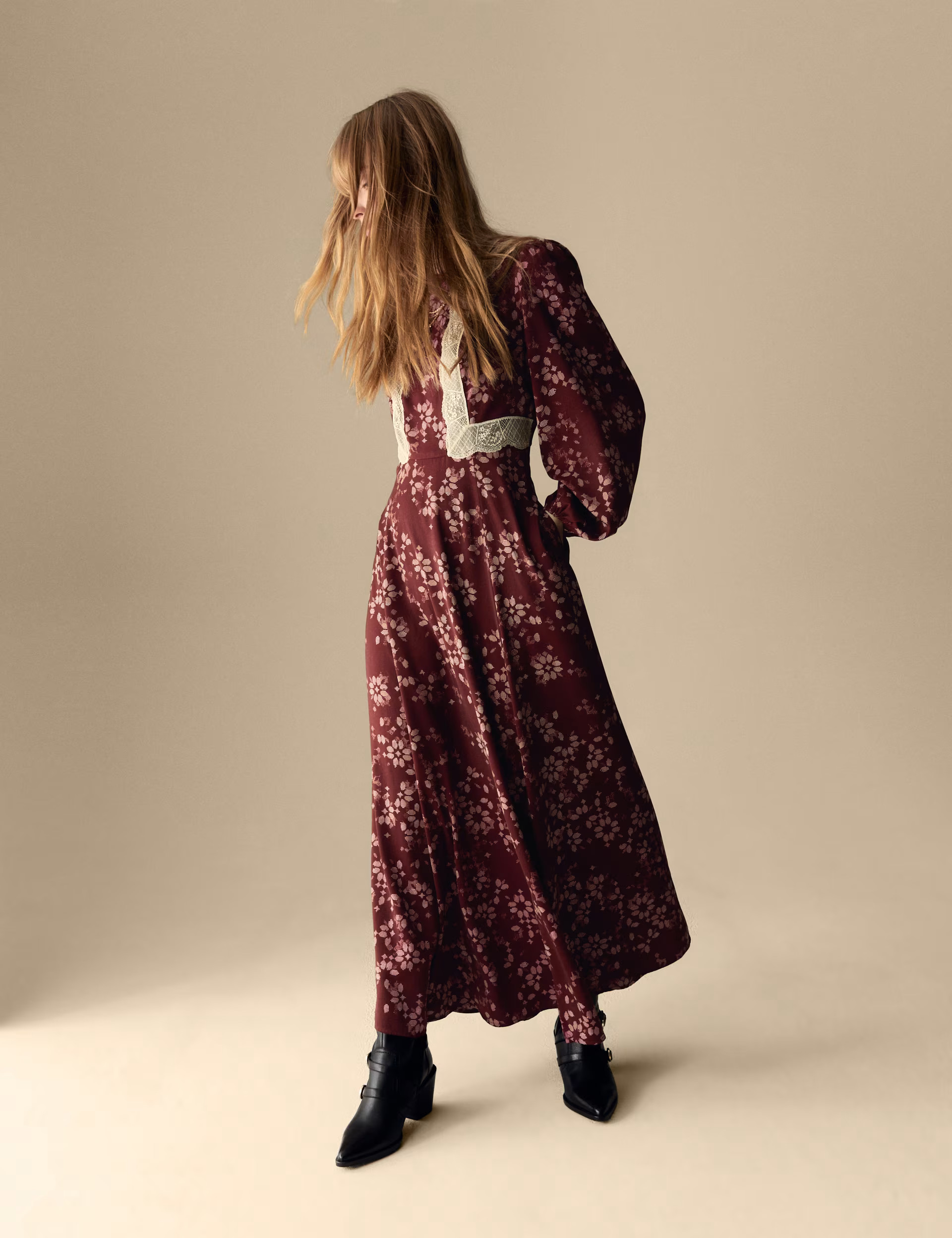 Satin Printed Round Neck Maxi Dress | Marks & Spencer (UK)