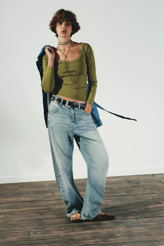 LONG SLEEVE RIB T-SHIRT | Zara US