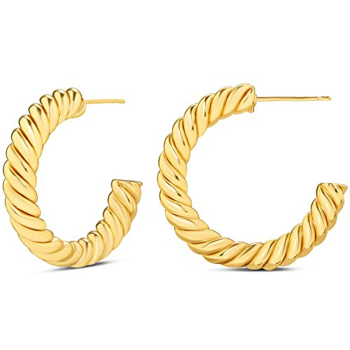 Amazon Essentials 14K Gold Plated Twisted Rope Hoop 30mm, Yellow 14K Gold | Amazon (US)