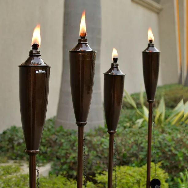 Set of 4 Ginie Garden Torches Brown 60 inches with Stakes | Walmart (US)