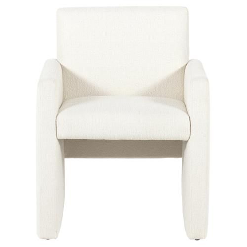 Open Box Mika Mid Century Modern Cream Performance Dining Arm Chair | Kathy Kuo Home