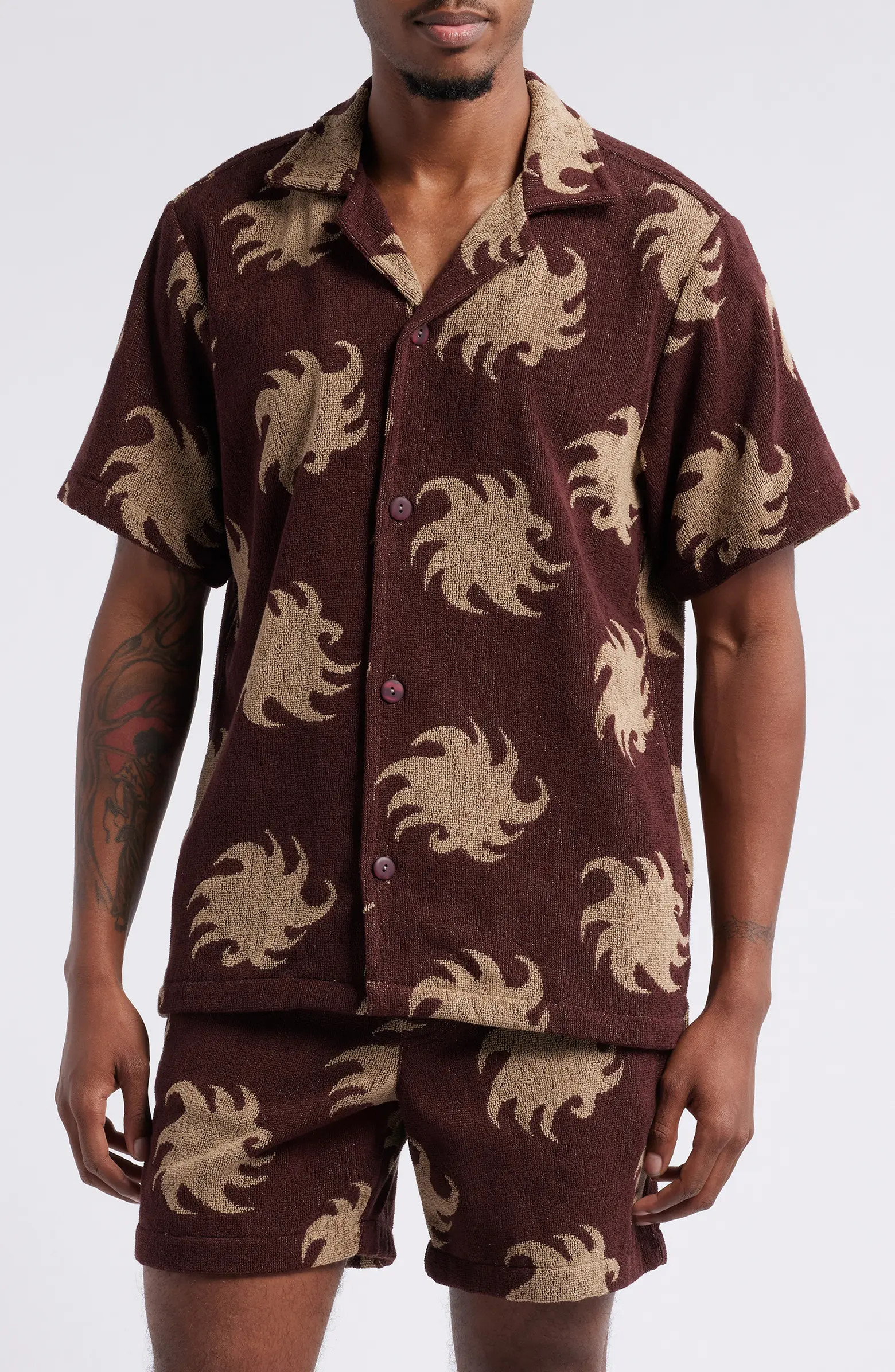 Mocha Ember Terry Cloth Camp Shirt | Nordstrom