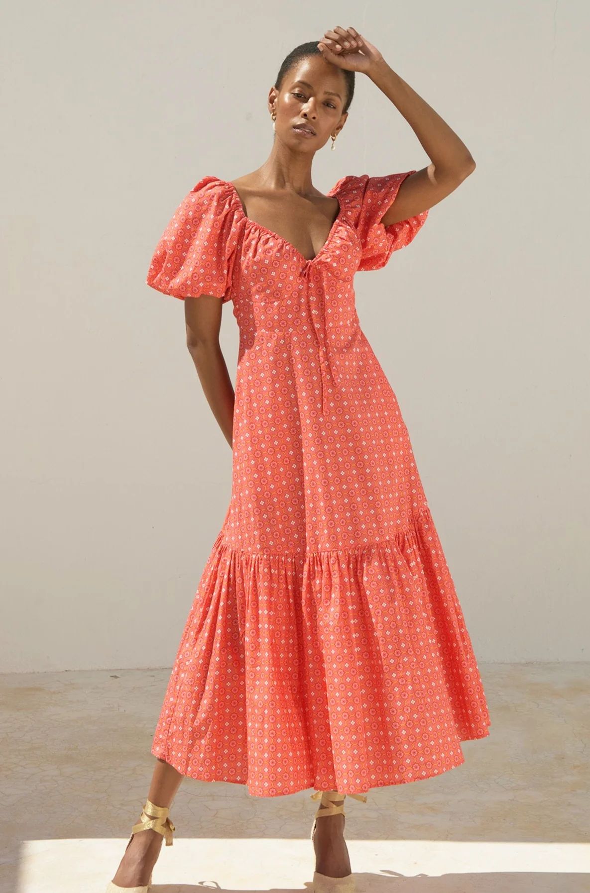 Zillah Dress | Geo Floral Pink/Orange | Aspiga