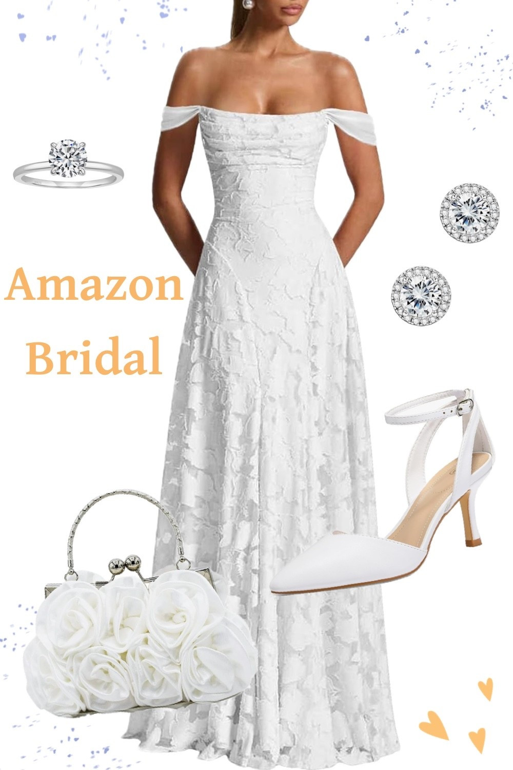 Affordable wedding day outfit for the bride to be. Bridal dress and accessories on Amazon. 

Reception dress, courthouse elopement dress, long white dress, minimalist wedding dress, destination wedding dress, or microwedding dress.

#LTKWedding #LTKSeasonal