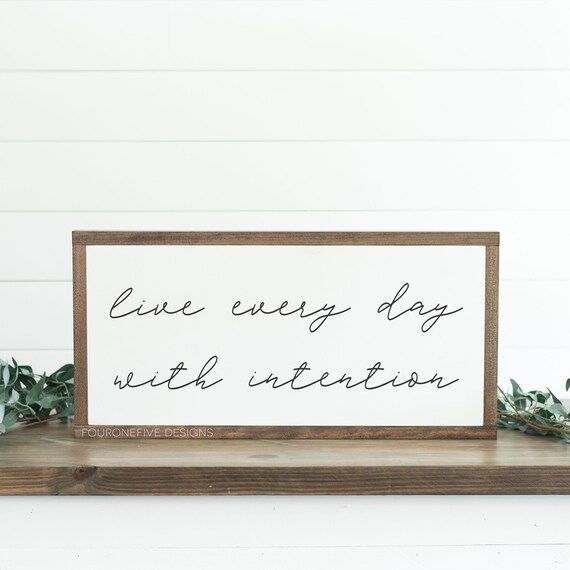 Live Every Day With Intention Framed Wood Sign Rustic Home | Etsy | Etsy (US)