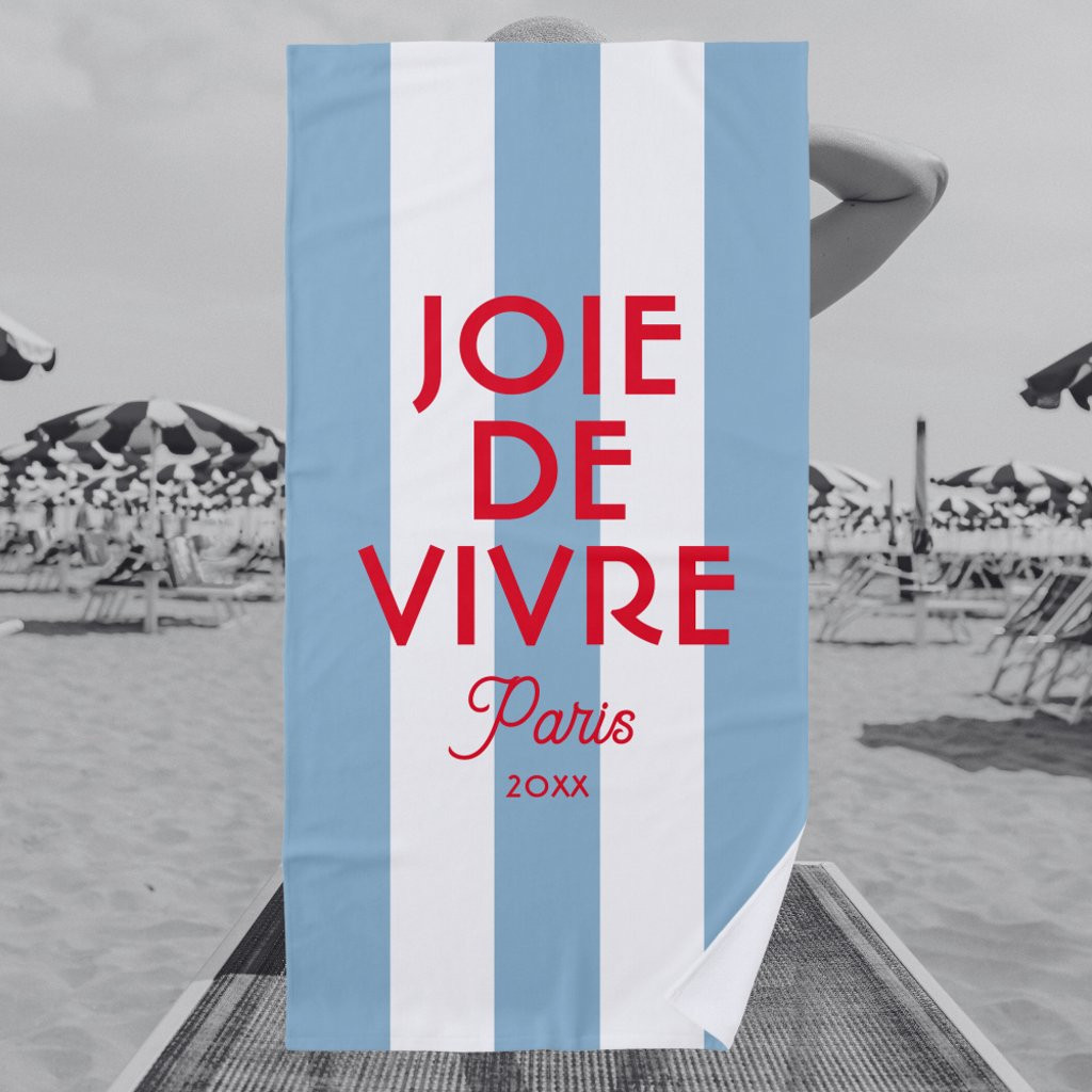 Joie De Vivre Paris French Blue Cabana Stripe | Zazzle