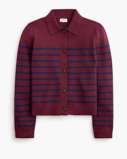 Striped collared sweater-jacket | J.Crew Factory