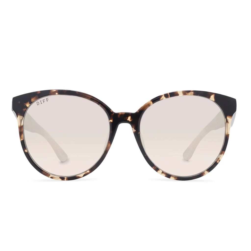 COLOR: espresso tortoise   beige mirror sunglasses | DIFF Eyewear