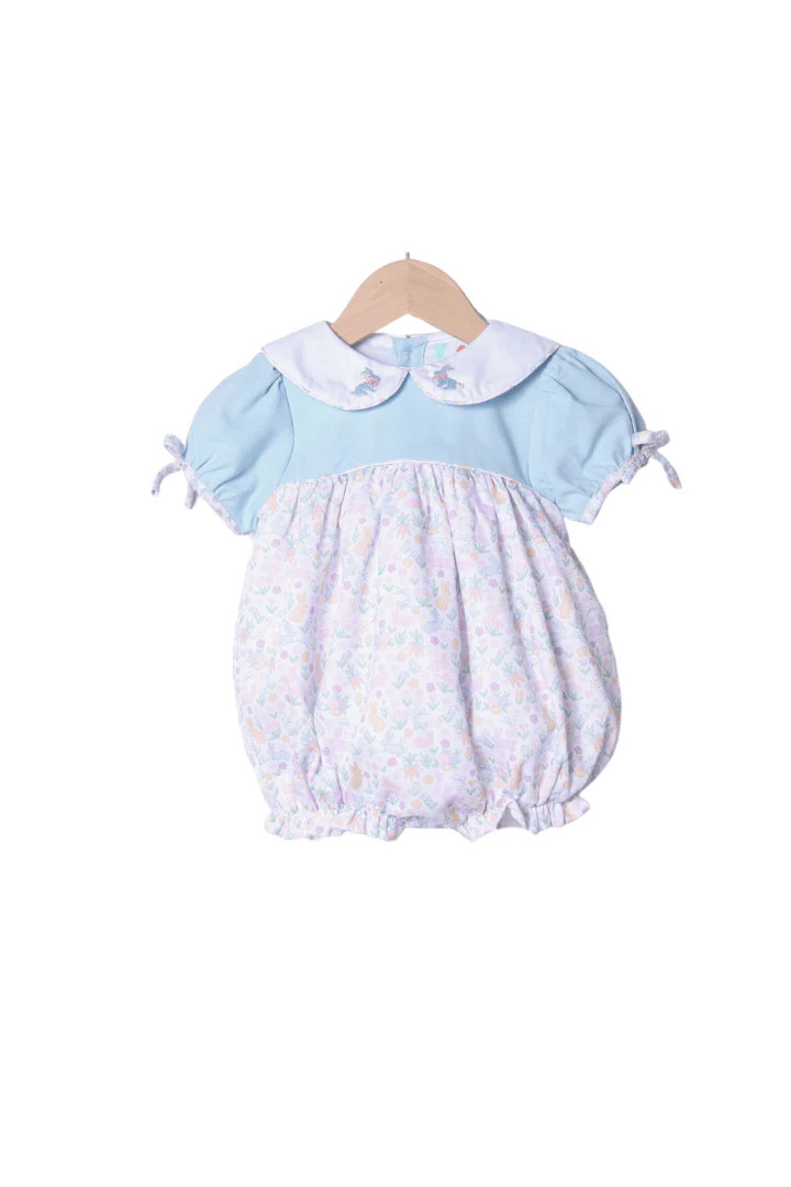 Hand Embroidered Sweet Bunny Pearl Bubble | The Smocked Flamingo