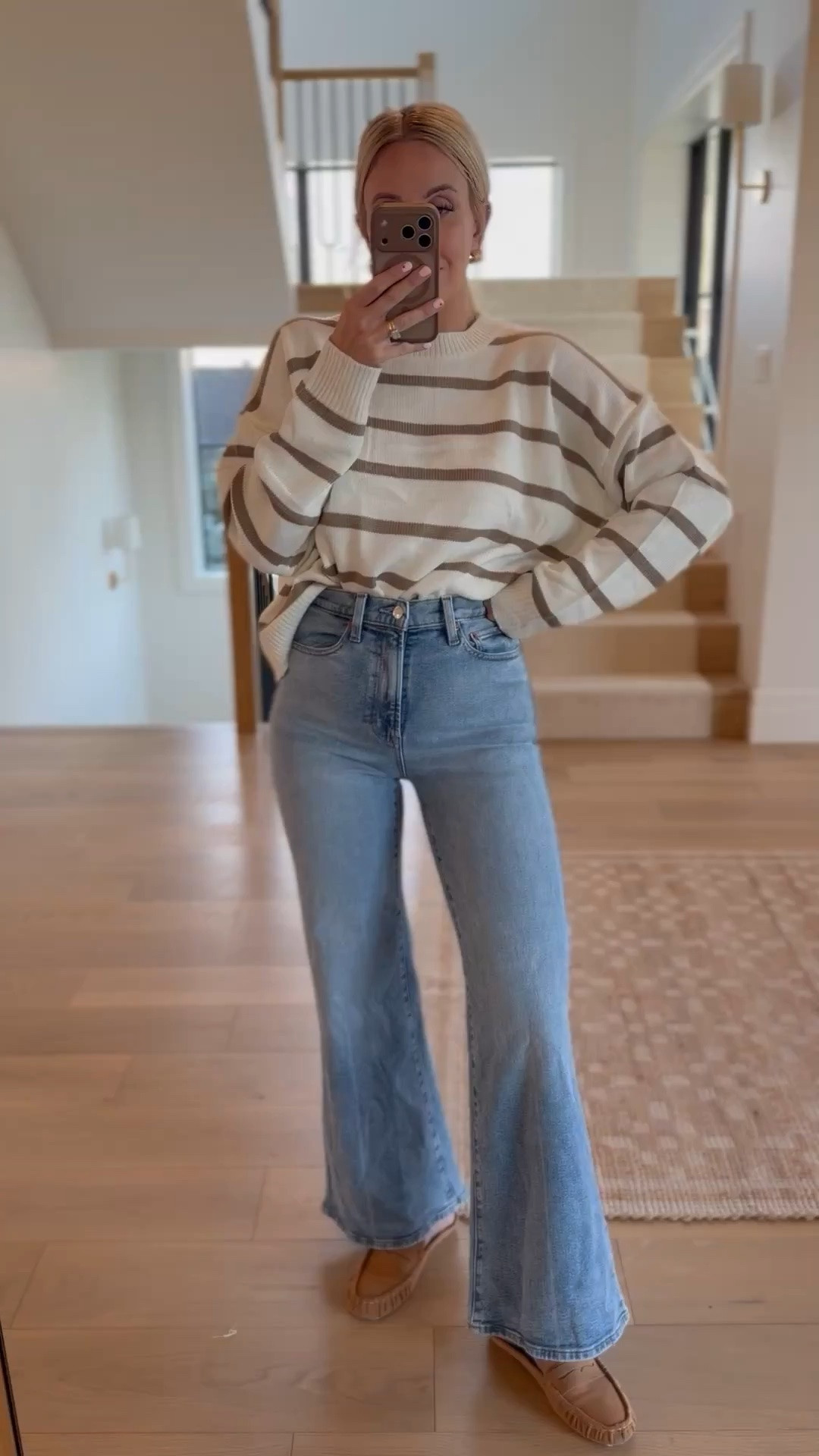 These jeans are a flare leg Jean from target and they actually fit so cute! I did a size 4 and maybe could have done a 6!