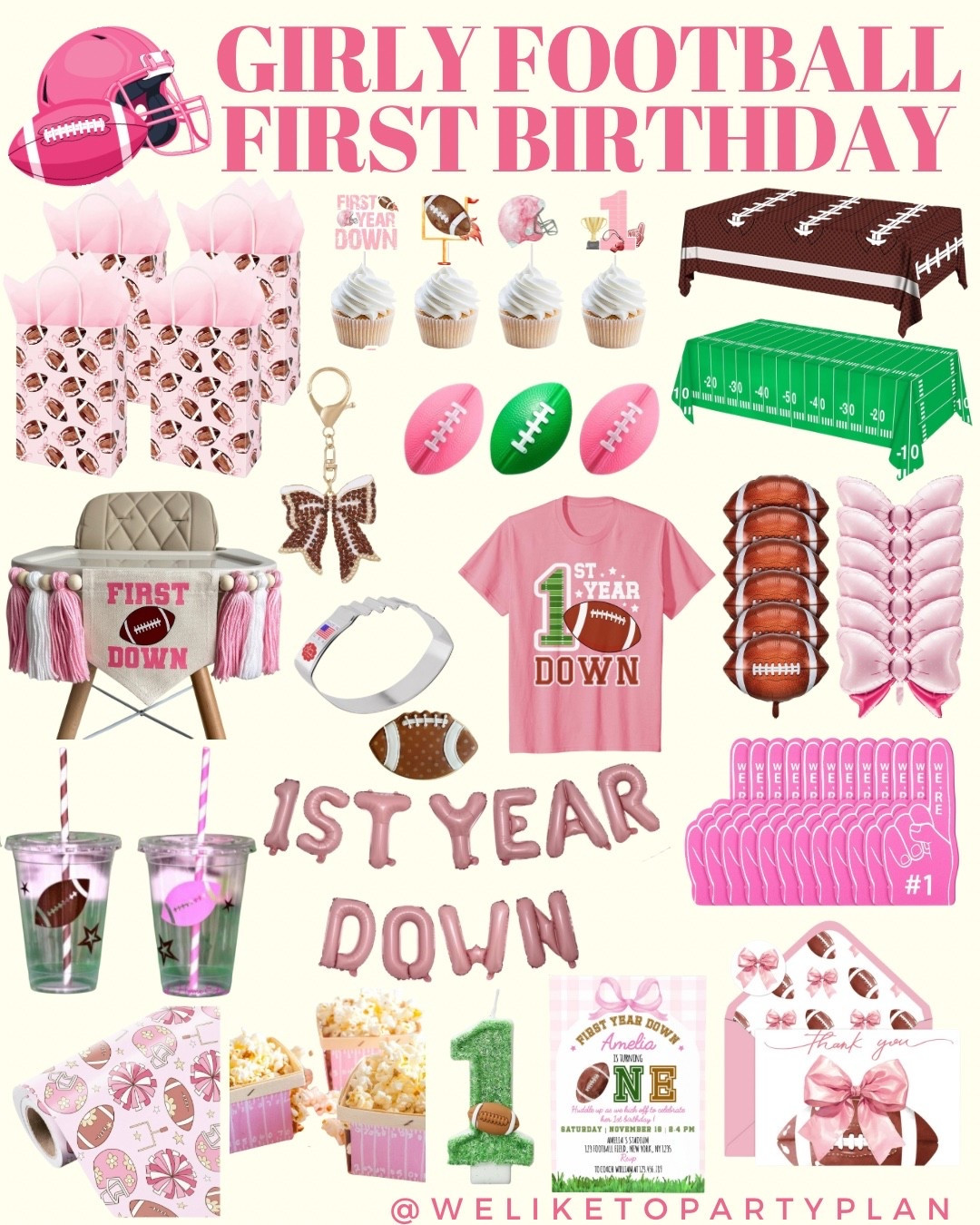 Let's plan a girly football first birthday party! 🎀🏈🎀 Her First Year Down! 

#LTKParties #LTKBaby #LTKKids