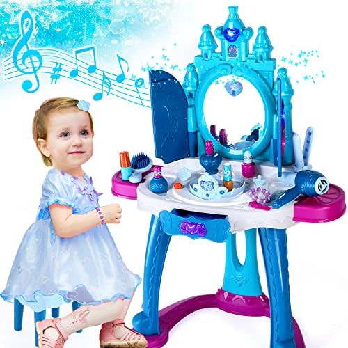 Kids Vanity Toys for 2 3 4 5 Year Old Girls, Princess Vanity Set with Magic Mirror and Beauty Sal... | Amazon (US)