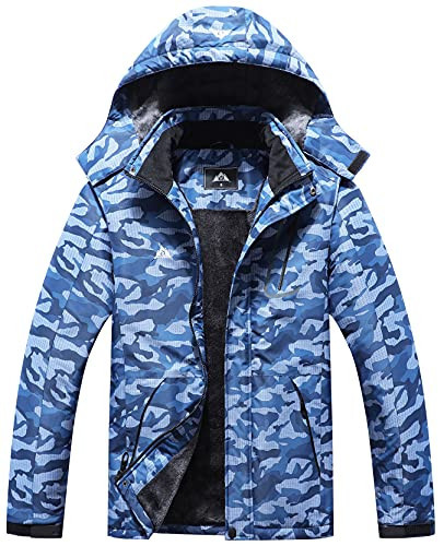 MOERDENG Men's Mountain Waterproof Ski Jacket Windproof Rain Windbreaker Winter Warm Hooded Snow Coat | Amazon (US)