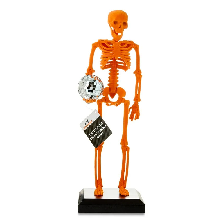 Pequeña Decoración de Mesa con Esqueleto de Disco Flocado, Naranja, 16", Halloween de Way To Ce... | Walmart (US)
