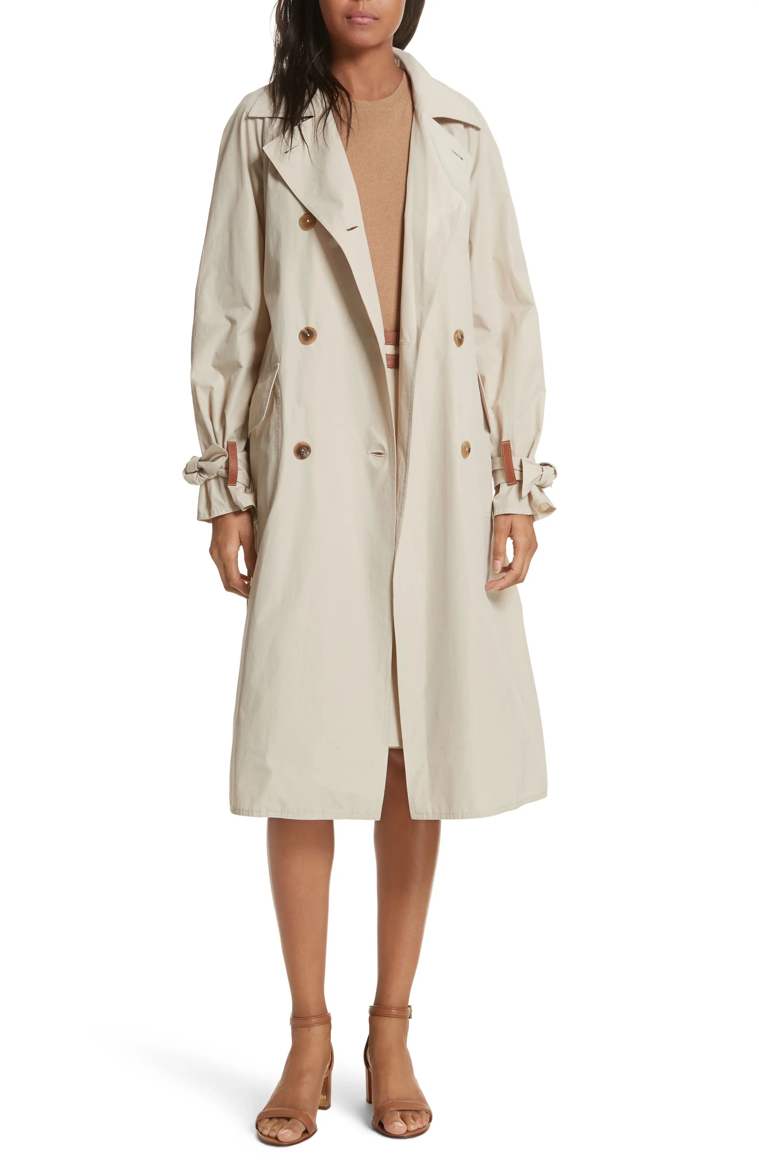 Marielle Leather Trim Trench Coat | Nordstrom