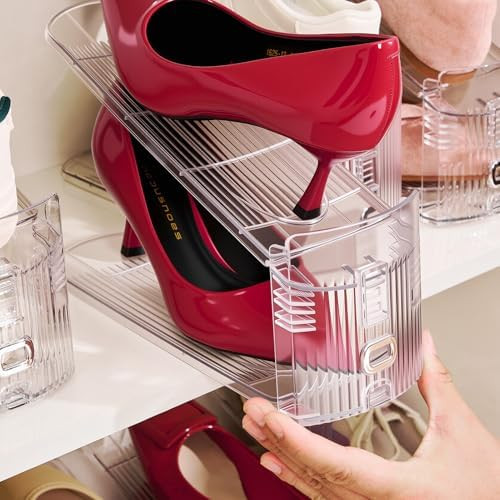 Adjustable Shoe Slots Organizer,12PACK Transparent Shoe Stackers Shoe Rack Holder Shoe Space Save... | Amazon (US)