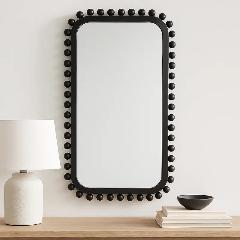 Contemporary Wood Framed Mirror with Rounded Rectangle Design and Beaded Fir Border for Modern St... | Wayfair North America