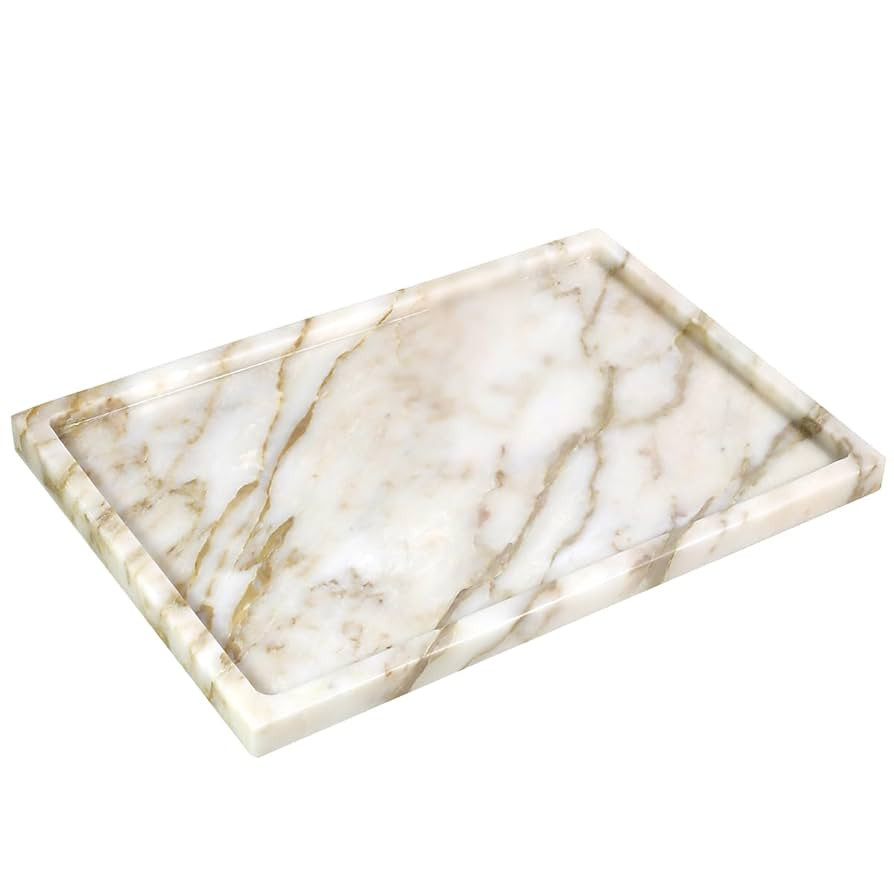 100% Natural Marble Serving Tray Luxury Marble Storage Tray for Home Decor Stone Tray for Bathroo... | Amazon (US)