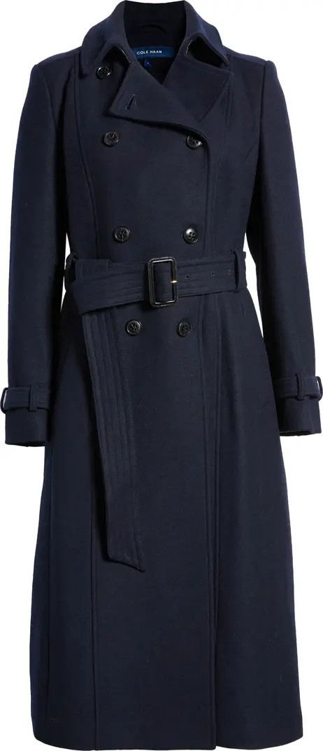 Flared Belted Wool Blend Trench Coat | Nordstrom