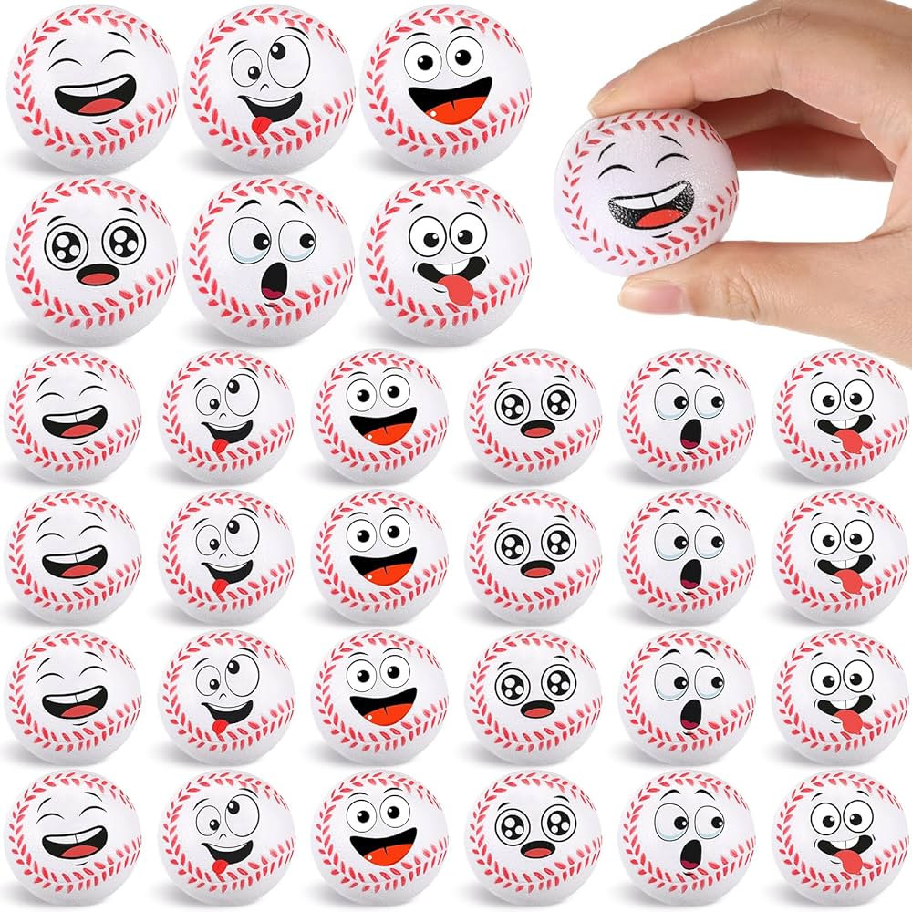 24 Pcs Mini Face Baseball Stress Balls for Boys Girls Fidget Toys Bulk Foam Balls for Stress and ... | Amazon (US)