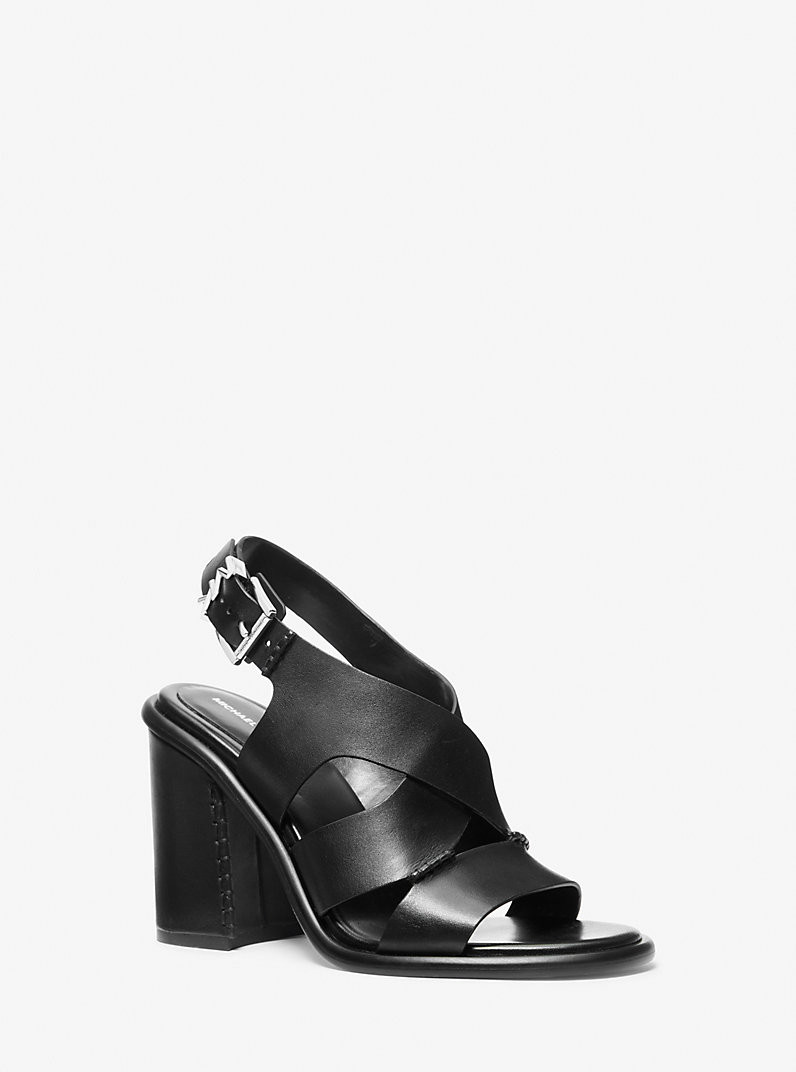 Raven Leather Block Heel Sandal | Michael Kors US
