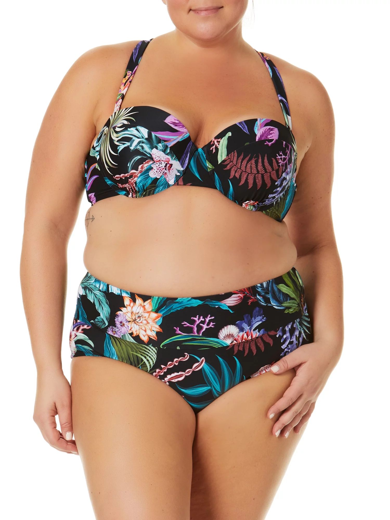 Terra and Sky Women's Plus Print Highwaist Swim Bikini Bottom | Walmart (US)