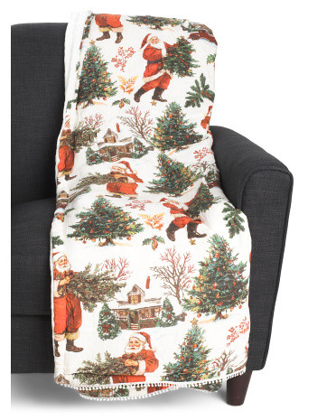 Vintage Americana Christmas Cotton Gauze Plush Throw | TJ Maxx