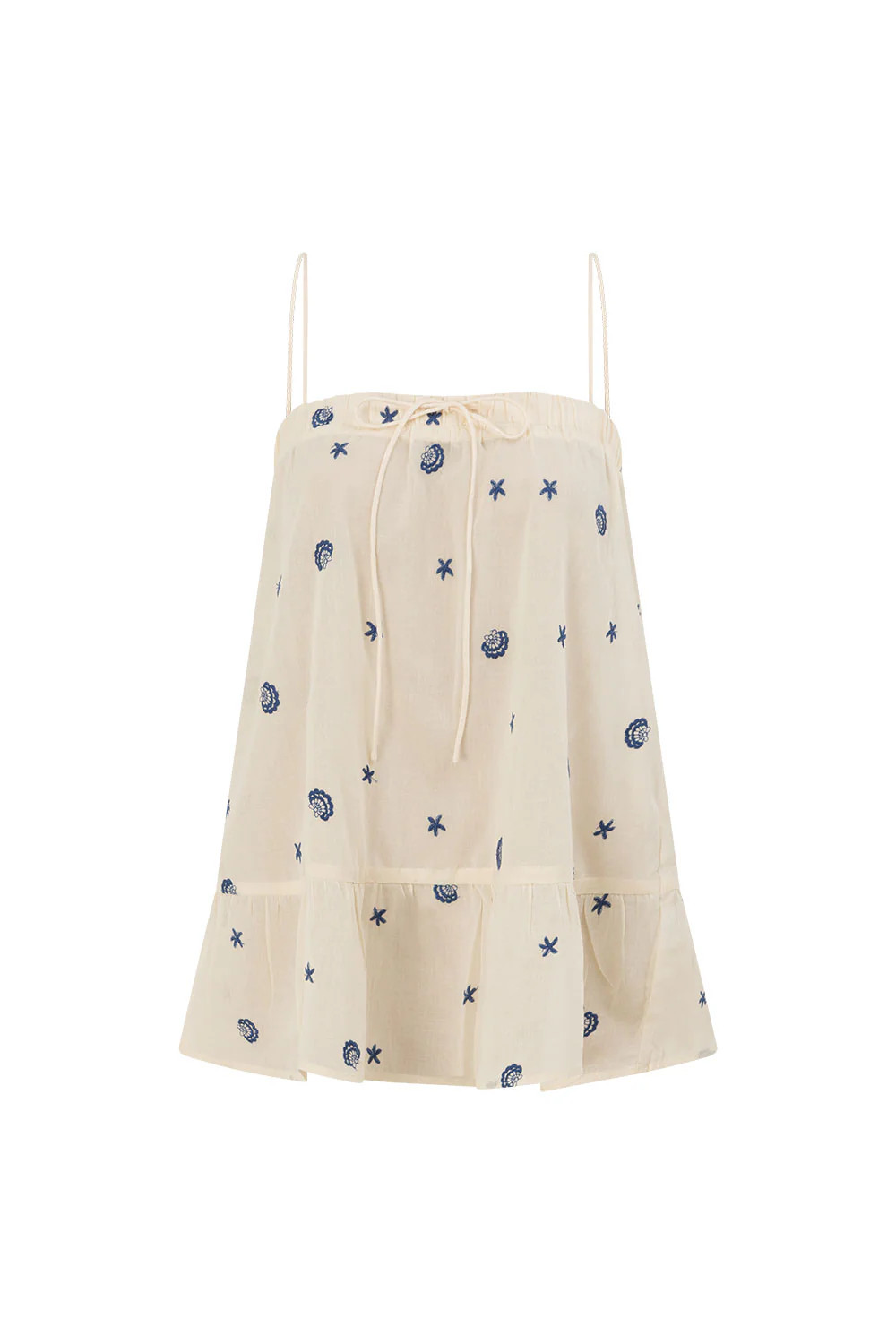 Cream Embroidered Shell Frilled Hazel Top | Sabo Skirt US