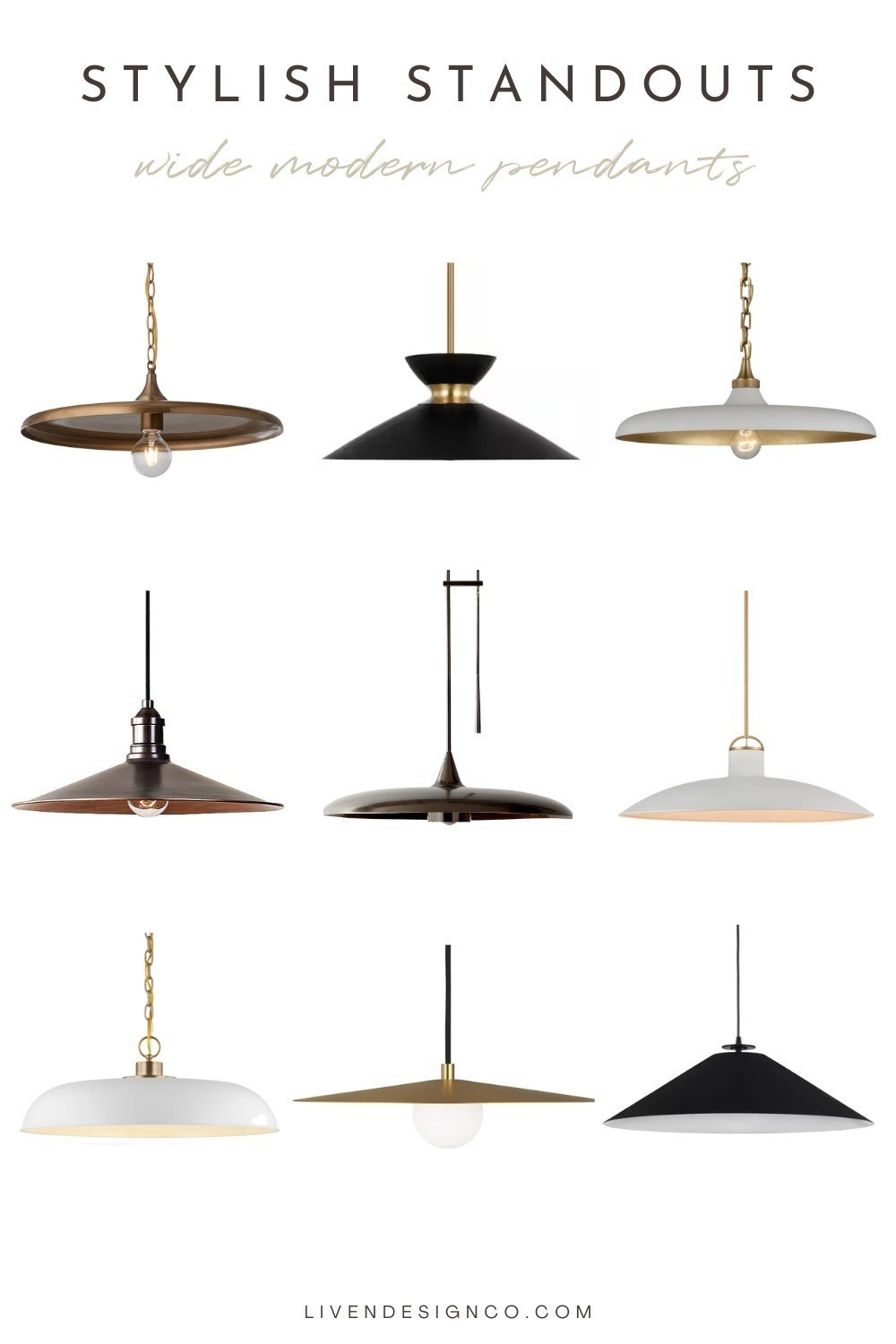 Wide modern pendant. Metal pendant. White pendant. Black pendant. 

#LTKSeasonal #LTKHome #LTKSaleAlert