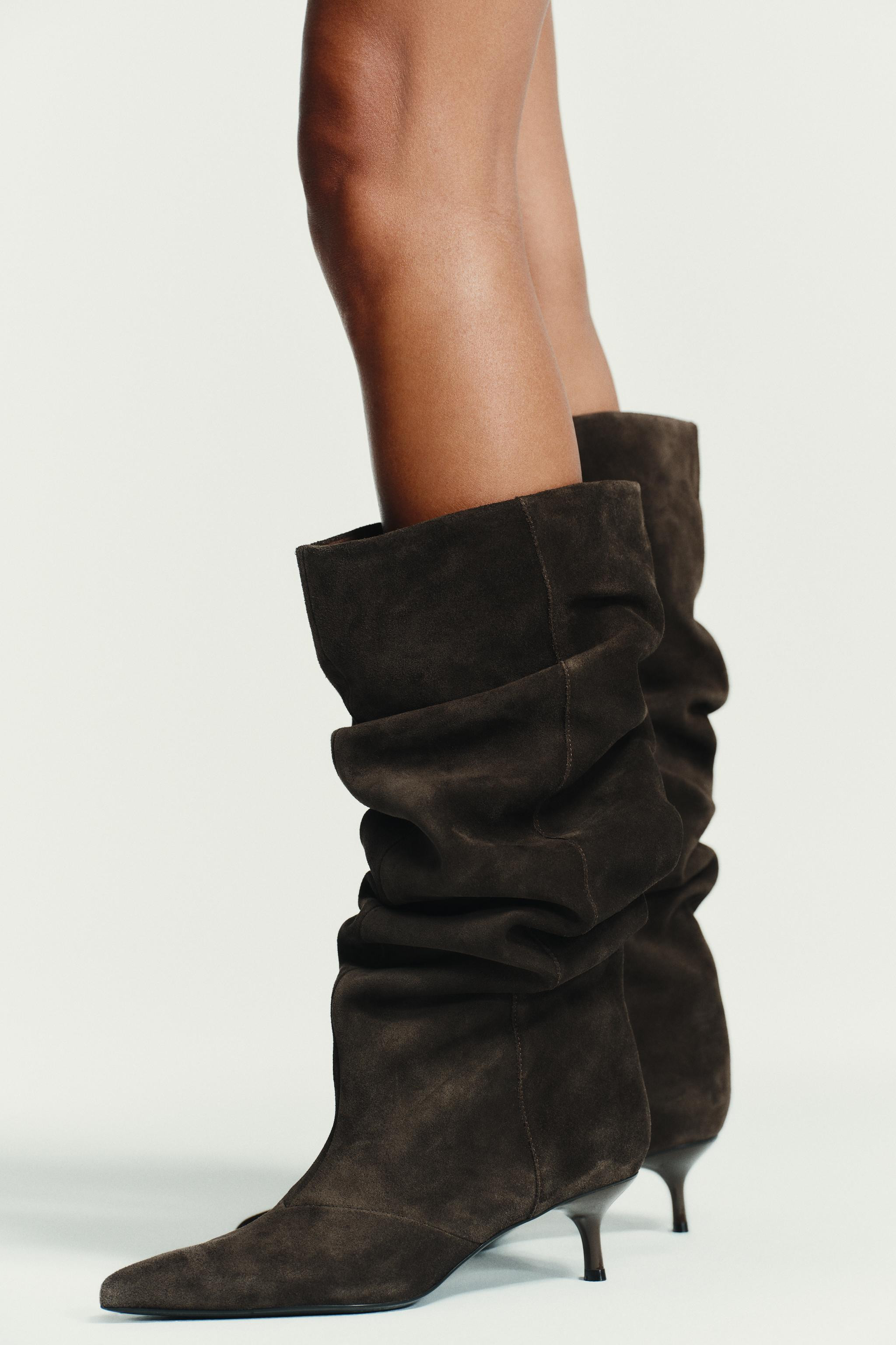 SUEDE KITTEN HEEL BOOT | Zara US