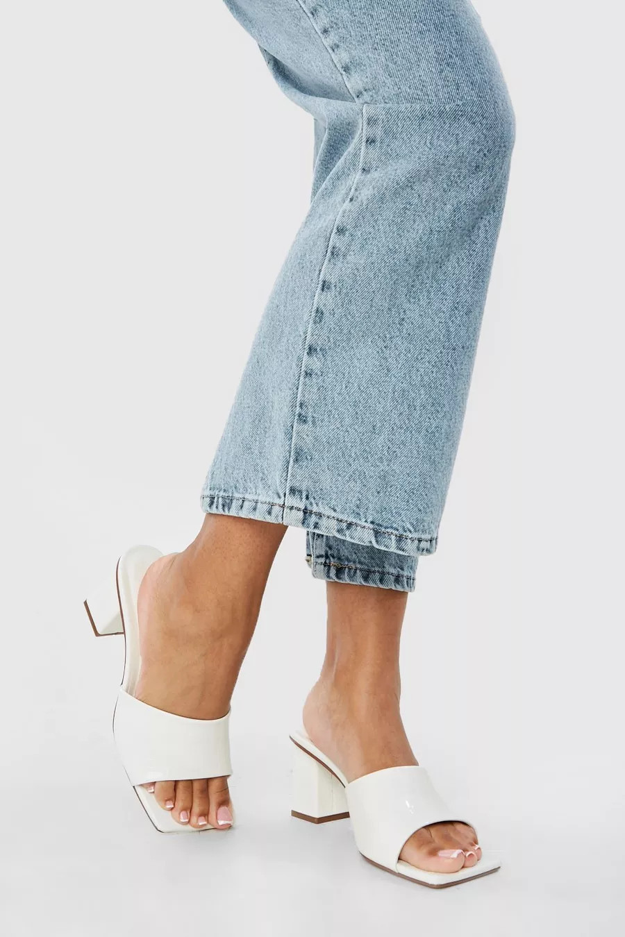 Wide Width Croc Low Block Heeled Mules | Boohoo.com (US & CA)