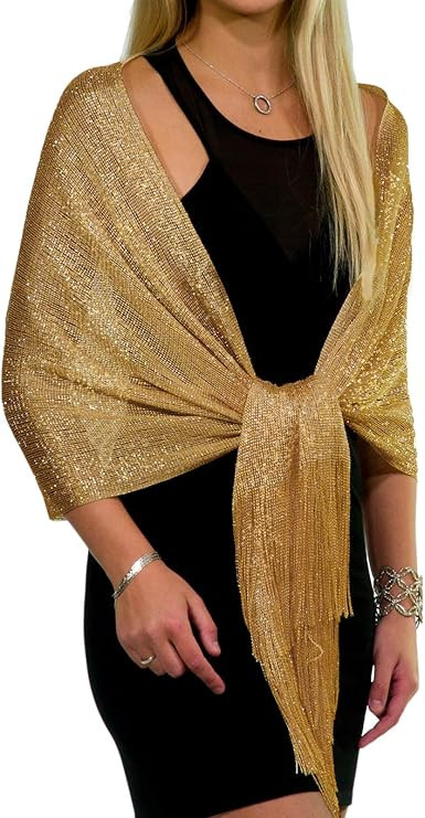 ShineGlitz Shawls and Wraps for Evening Dresses, Metallic Glitter Shawls for Women, Sparkling Wed... | Amazon (US)