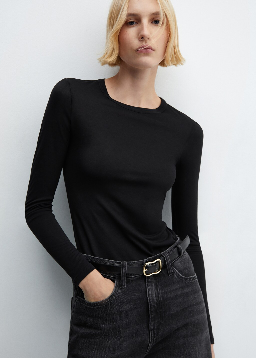 Round-neck long-sleeved t-shirt | Mango (US/MX/AU)