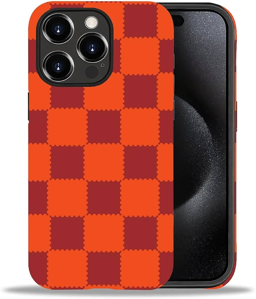 DAIZAG Compatible with iPhone 15 Pro Max Case,Checkerboard-Dark Red 2 in 1 Heavy Duty Shockproof ... | Amazon (US)