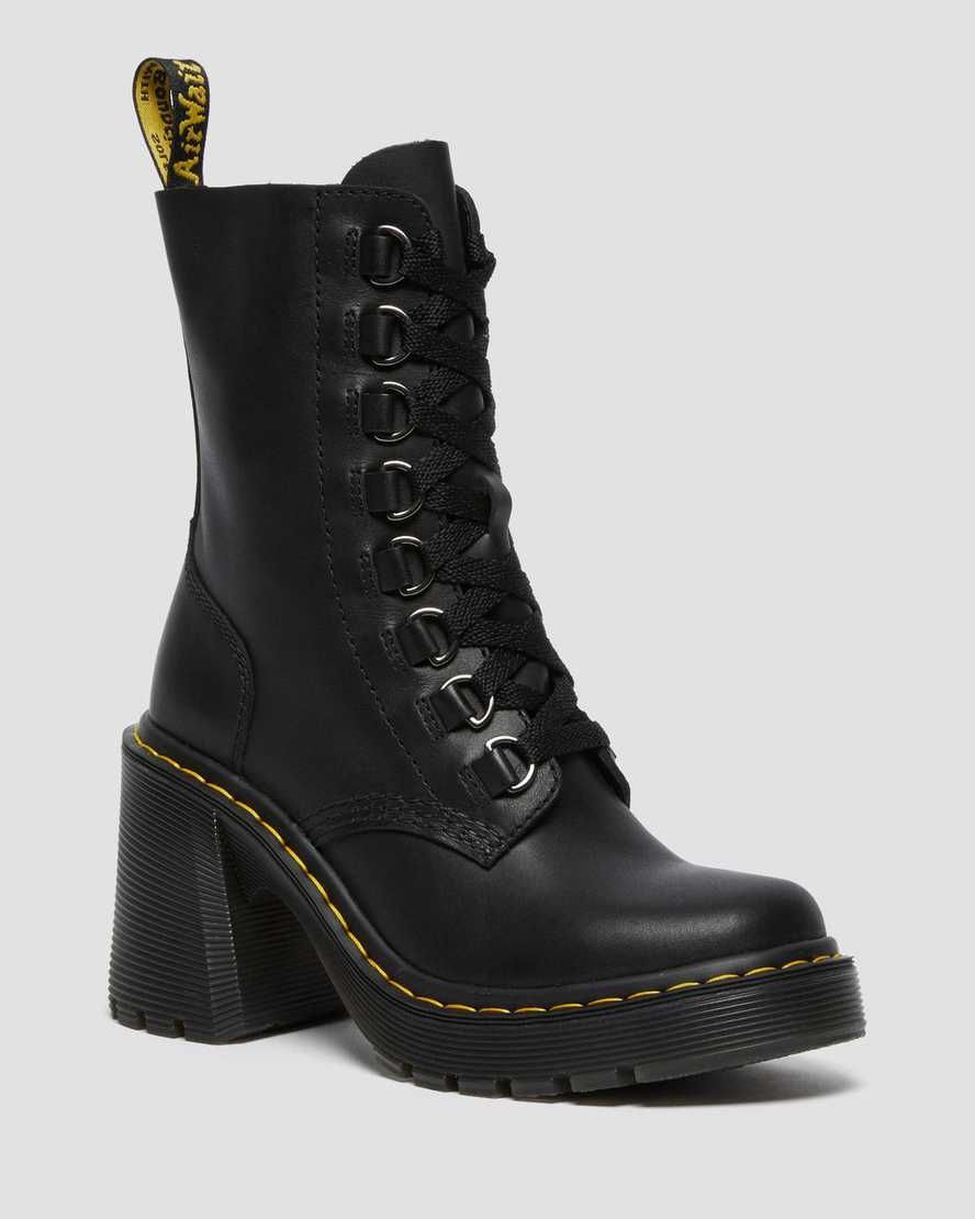 DR MARTENS Chesney Leather Flared Heel Lace Up Boots | Dr Martens (UK)