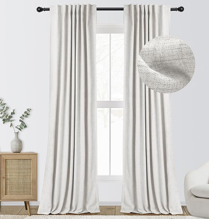 INOVADAY 100% Blackout Curtains 96 Inches Long 2 Panels Set, Thermal Insulated Linen Blackout Cur... | Amazon (US)