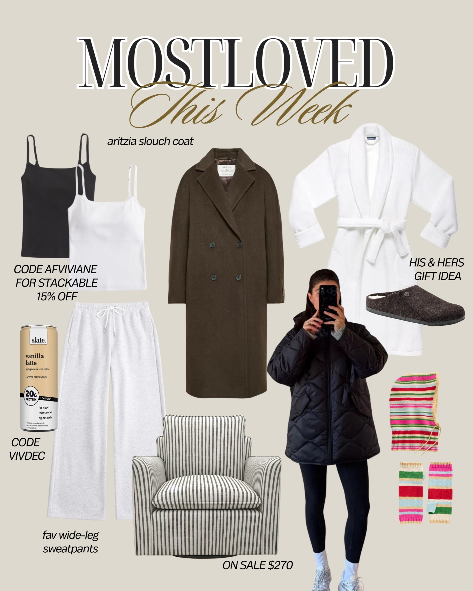 [12/15/25] most loved last week | code details below! 

• Abercrombie: AFVIVIANE for stackable 15% off (ends today 12/15)
• Slatemilk: VIVDEC works on website


#LTKHoliday #LTKSaleAlert #LTKGiftGuide