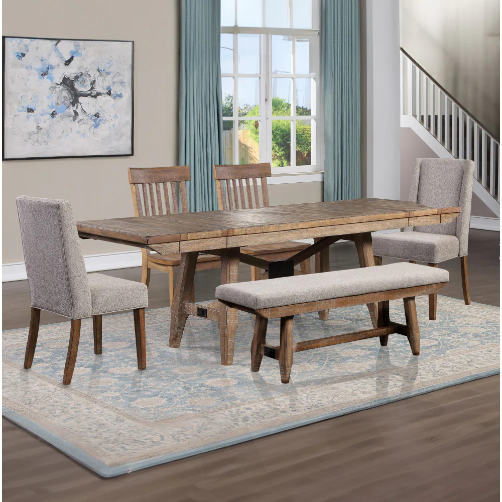 Steve Silver Riverdale Driftwood Brown Rustic Dining Room Set with Rectangular Table ( Seats 6 ) | RV500-BN2S-D6PC | Lowe's