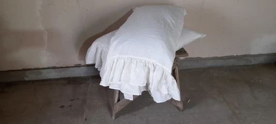 Linen Pillow Cases With RUFFLES on One Side/washed/pillow | Etsy | Etsy (US)