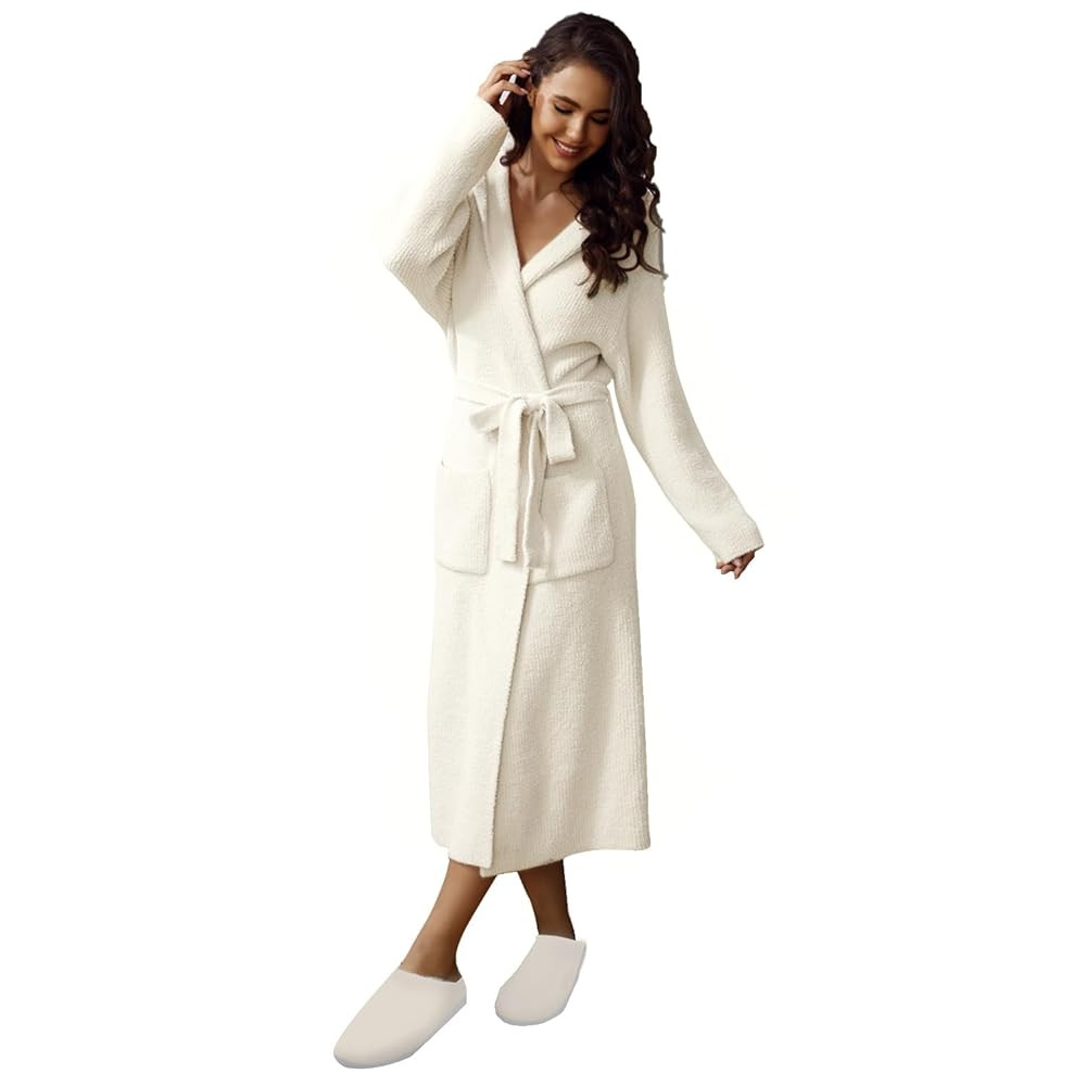 MH MYLUNE HOME Ultra Soft Robe With Pockets, Spa Bathrobe Loungewear Calf-Length, Plush Fuzzy Flu... | Amazon (US)