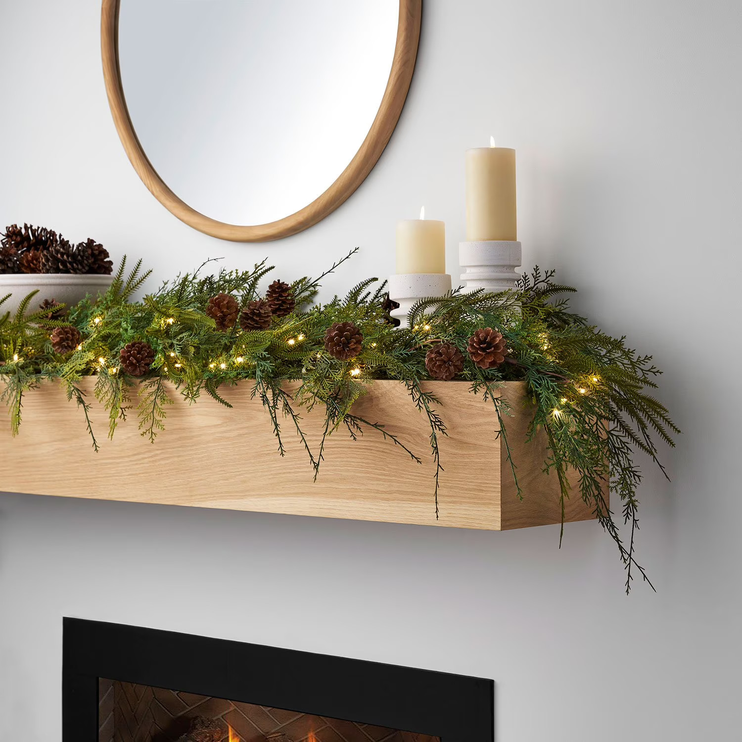 Member's Mark 9' Pre-Lit Cypress Garland with Pinecones | Sam's Club