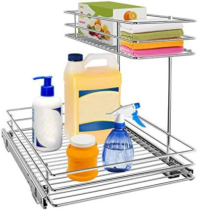 AHNR Pull Out Cabinet Organizer, 2-Tier Under Sink Slide Out Kitchen Cabinet Storage Shelves with... | Amazon (US)