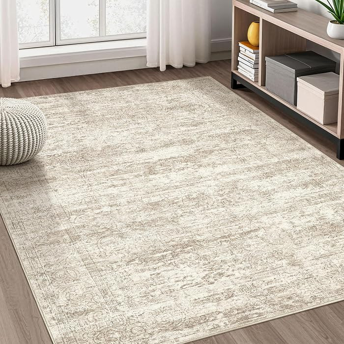 Area Rug Living Room Rugs - 5x7 Abstract Large Soft Indoor Washable Rug Neutral Modern Low Pile C... | Amazon (CA)