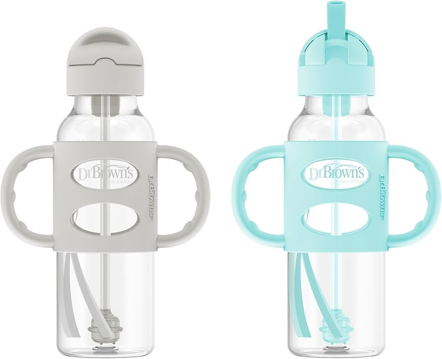 Dr. Brown's Milestones Narrow Sippy Straw Bottle, Spill-Proof with 100% Silicone Handles and Weig... | Amazon (US)