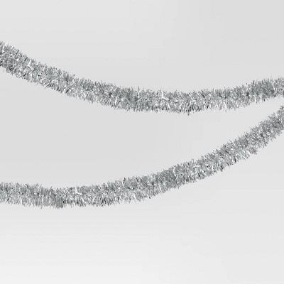 15' Mini Tinsel Christmas Garland Silver - Wondershop™ | Target