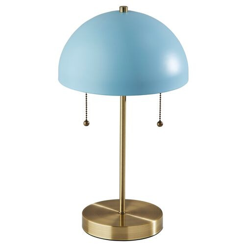 Finn Table Lamp, Antique Brass/Blue | One Kings Lane