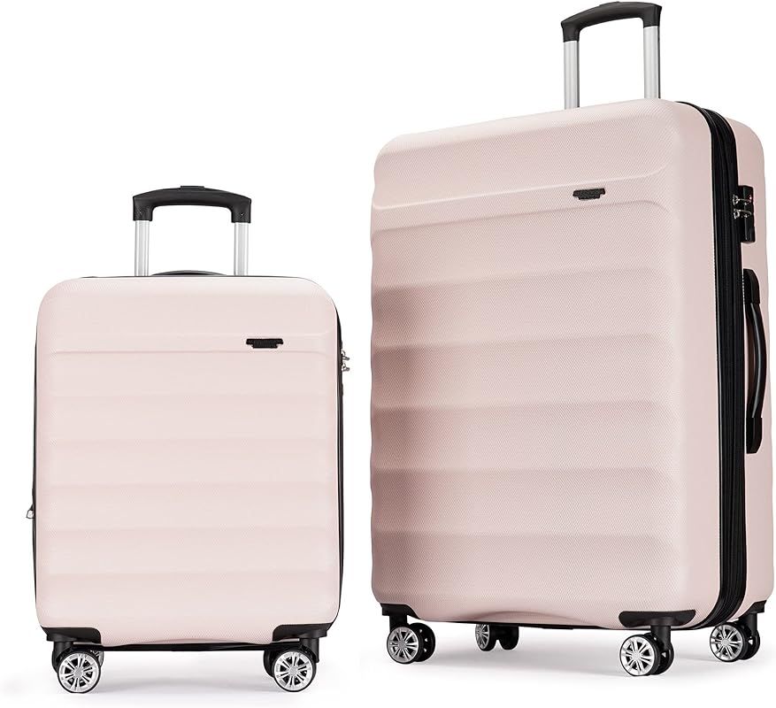2-Piece Luggage Set with TSA Locks, Expandable, and Friction-Resistant in Light pink - Includes 2... | Amazon (US)