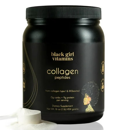 Black Girl Vitamins | Collagen Peptides Powder - Collagen for Skin, Hair & Nails - Unflavored Hydrolyzed Collagen Powder, Dairy-Free, Gluten-Free Collagen for Women and Men - 16oz | Walmart (US)