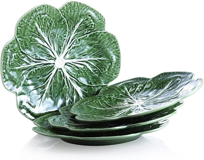 The Wine Savant Bordallo Pinheiro Cabbage Green Dinner Plate Set of 4 with Wine Savant Cleaning T... | Amazon (US)